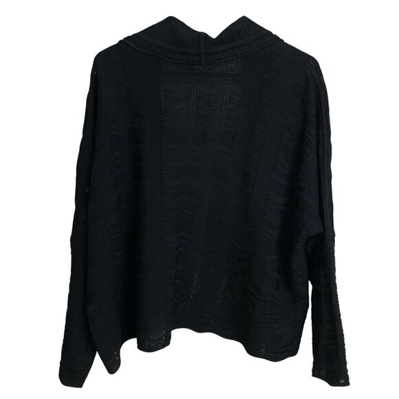 Exclusively Misook Cardigan Sweater 2X Womens Black Open Knit Career Acrylic - Picture 2 of 7